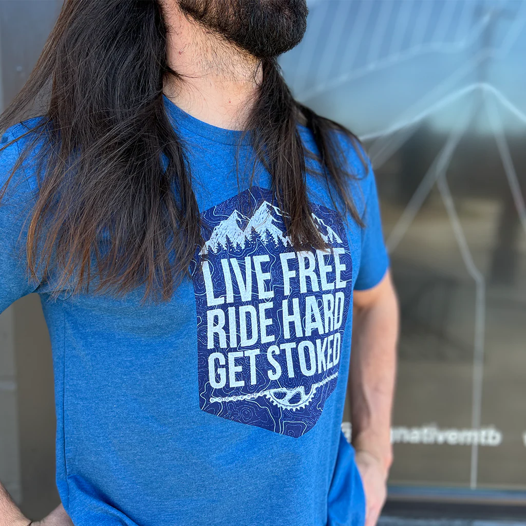 Live Free Men's Shirt (Heather Cool Blue) - Image 3