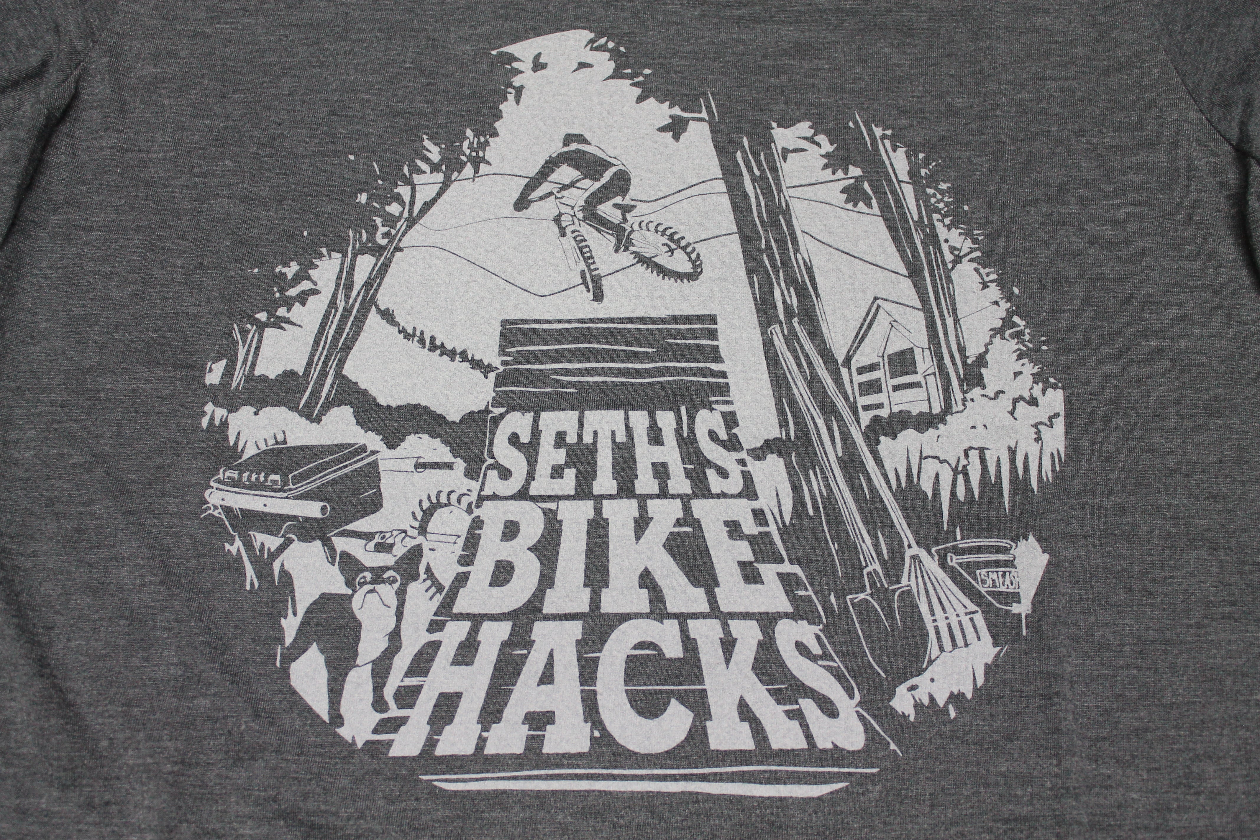 L & XL SETH'S BIKE HACKS WOMEN'S SHIRT (HEATHER DARK GREY) - Image 2